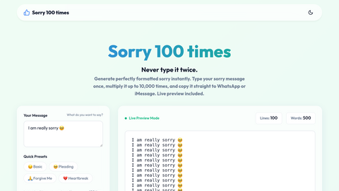 Sorry Hundred times