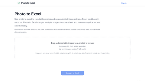 Photo to Excel