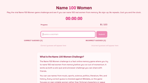 Name 100 Women